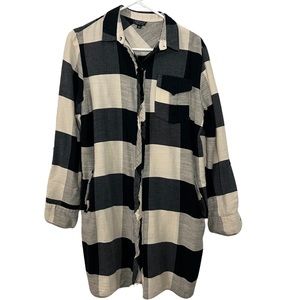 TOPSHOP WOMEN OVERSIZED PLAID LONG SLEEVES BUTTON DOWN DRESS SIZE 6/M